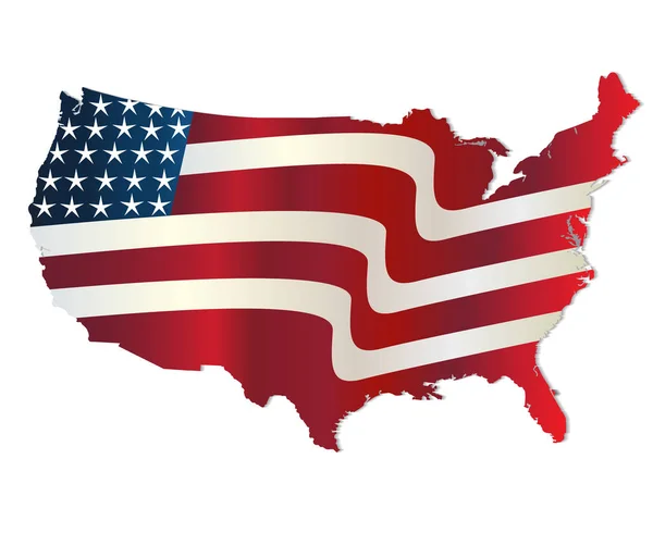 Kaart Van Verenigde Staten Van Amerika Levendige Kleuren Vlag Afbeelding — Stockvector