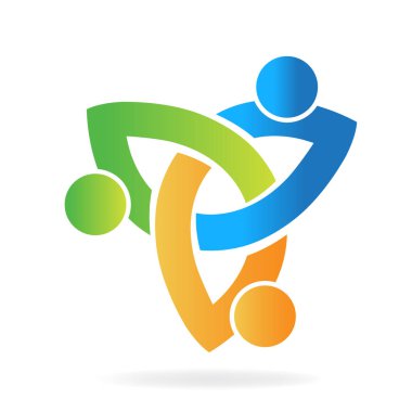 Logo çalışması ortakları el ele tutuşarak tasarım vektör