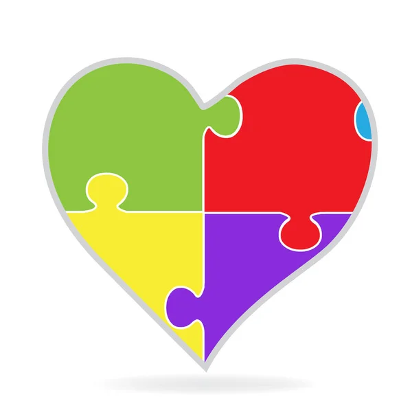 Logo Puzzle Heart Colorful Graphic Vector Design — Stock Vector