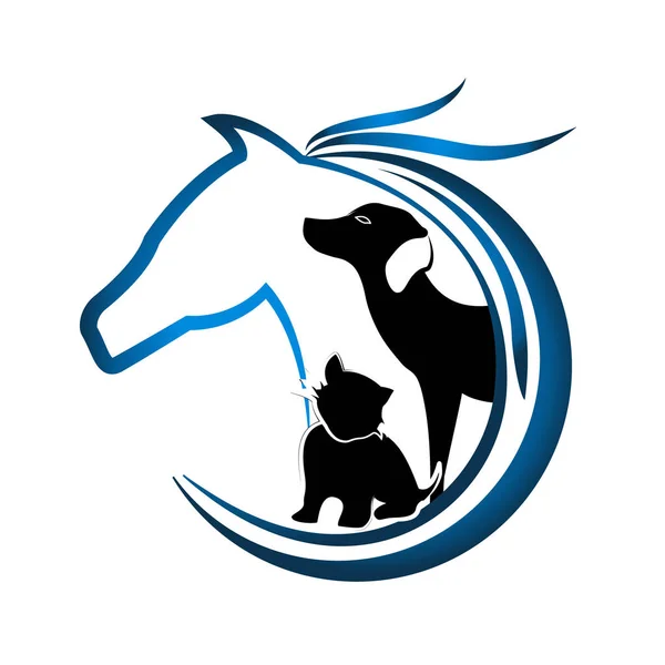 Logo Caballo Perro Gato Conejo — Vector de stock