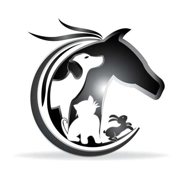 Logo Cheval Chien Chat Lapin — Image vectorielle