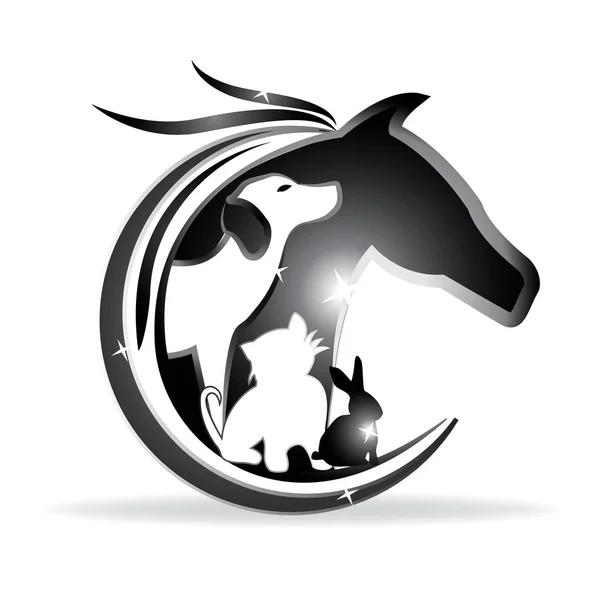 Logo Caballo Perro Gato Conejo — Vector de stock