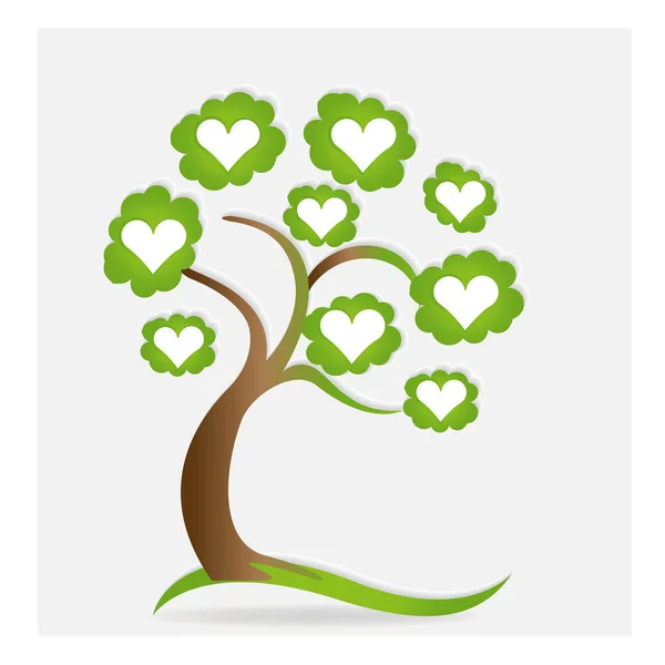 Family Love Hearts Green Tree Vector Logo — Stock Vector