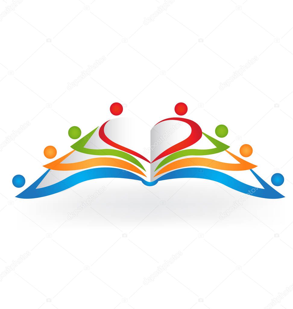 Book teamwork education logo vector image