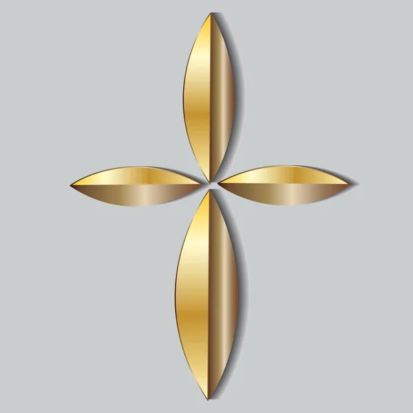 Ouro Símbolo Cruz Cristã Logotipo —  Vetores de Stock
