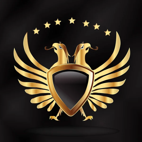 イーグルの翼と盾の紋章付き外衣シンボル — ストックベクタ