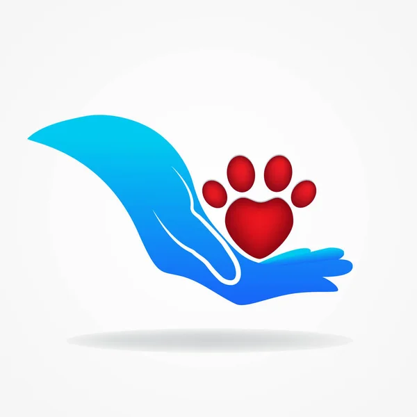 Impressão Mão Pata Vetor Logotipo Ícone Animal Estimação — Vetor de Stock