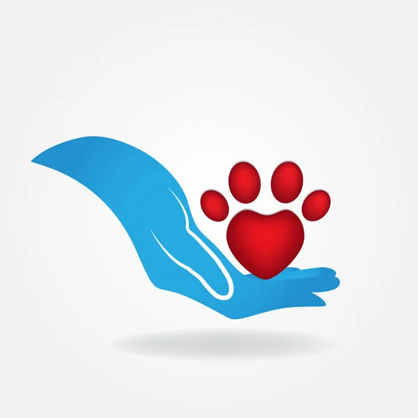 Impressão Mão Pata Vetor Logotipo Ícone Animal Estimação — Vetor de Stock