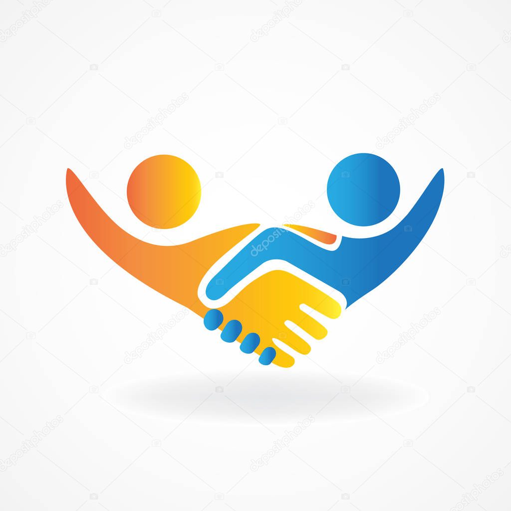 Handshake people business congratulation logo vector image