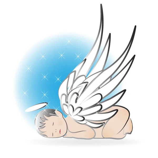 Bebé Ángel Durmiendo Logo Arte Vector — Archivo Imágenes Vectoriales