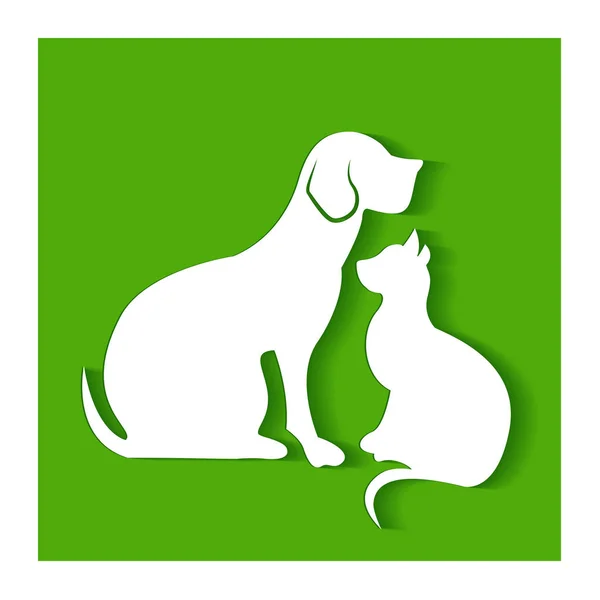 Perro Gato Amistad Símbolo Logo Vector — Vector de stock