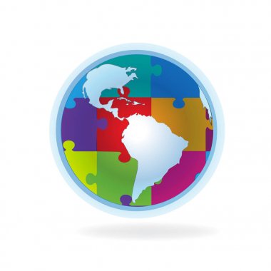 Bulmaca dünya global harita logo vektör görüntü