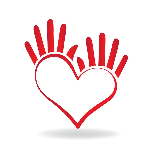 Ruční Lásku Srdce Tvar Logo — Stockový vektor
