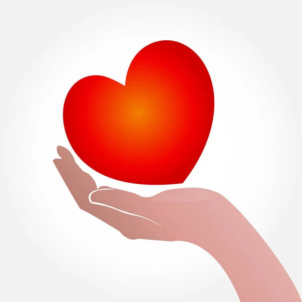 Hand Caring Love Heart Symbol Logo — Stock Vector