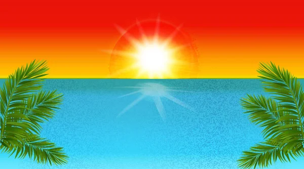 Tropical Beach Vector Illustration Background — Stock Vector