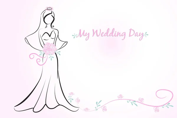 Bruid bruidegom bruiloft symbool vector uitnodiging kaart — Stockvector