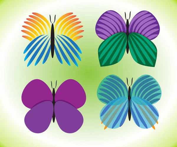 Farfalle con quattro belle farfalle logo vettoriale — Vettoriale Stock