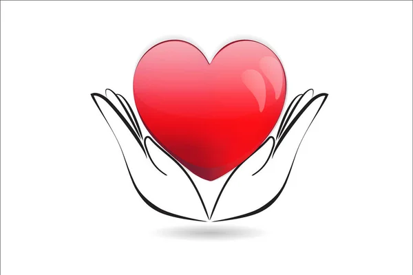 Logo handen met een mooi hart icoon vector afbeelding — Stockvector