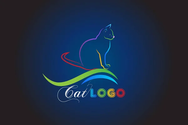 Logo gato ícone linha arte colorido cartão de identificação imagem vetorial —  Vetores de Stock