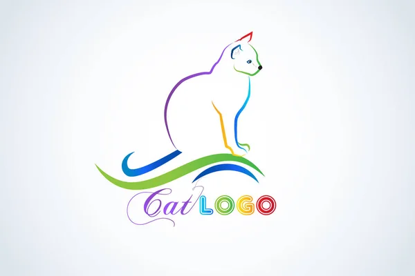 Логотип кіт значок лінії мистецтва барвисте ідентифікаційна картка Векторне зображення — стоковий вектор