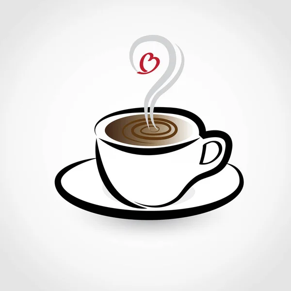 Xícara de café com um coração amor logotipo ícone ilustração imagem vetorial —  Vetores de Stock