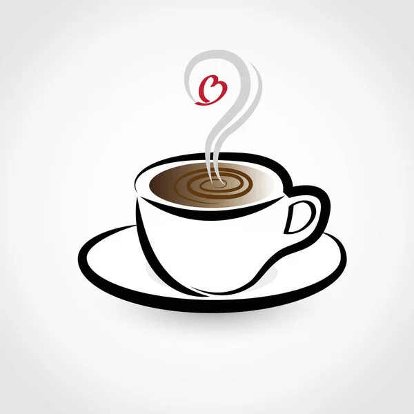 Tasse à café avec un coeur d'amour logo icône illustration vectorielle image — Image vectorielle