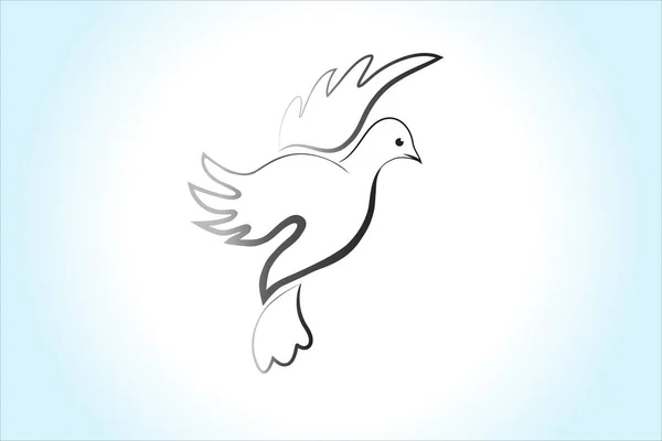 Dove of peace bird terbang pada logo langit vektor gambar religius - Stok Vektor
