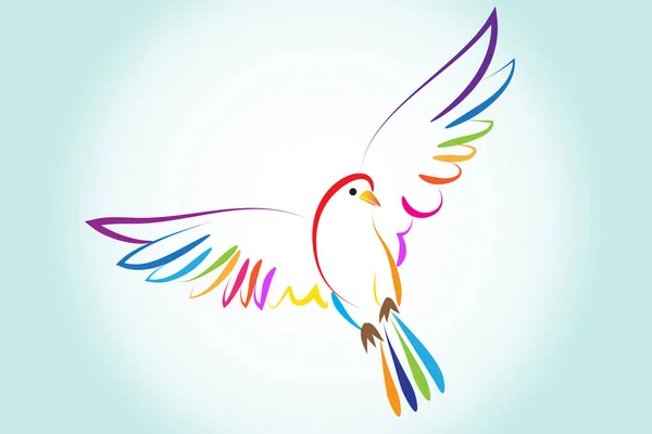 Duva av fred fågel flygande logo vektor religiös bild — Stock vektor