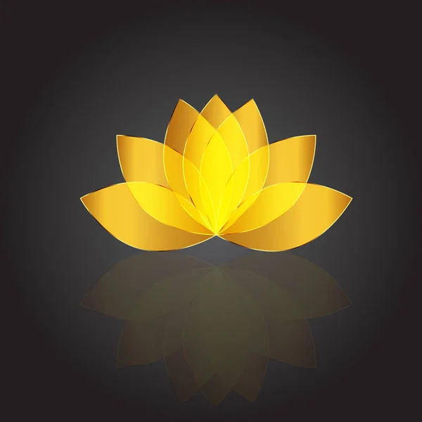 Aur frumos floare de lotus cu reflexii logo-ul carduri de identitate vector — Vector de stoc