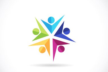 Logo ekibi birliği iş adamları hayır kurumları gönüllü arkadaşlık logosu vektör resmi kimlik kartları web şablonu