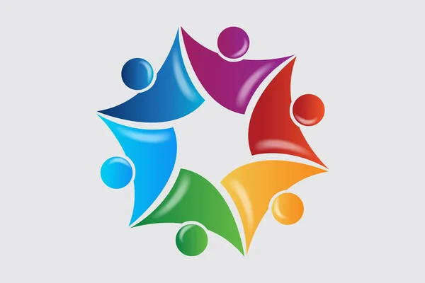Logo týmová práce jednota podnikání lidé komunita charita dobrovolník přátelství ikona logotyp — Stockový vektor
