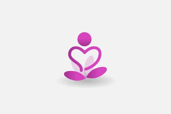 Logo jóga ember virág ikon vektor web kép — Stock Vector