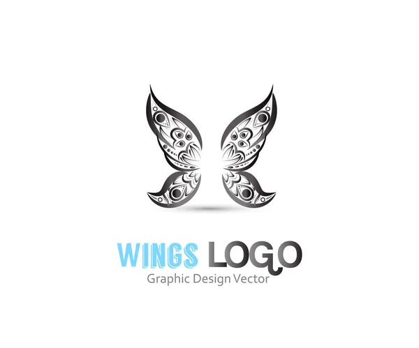 Alas de mariposa mandala arte logo vector imagen diseño plantilla — Vector de stock