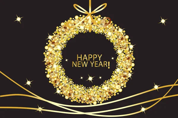 Happy new year glowing gold vector background — Stock Vector