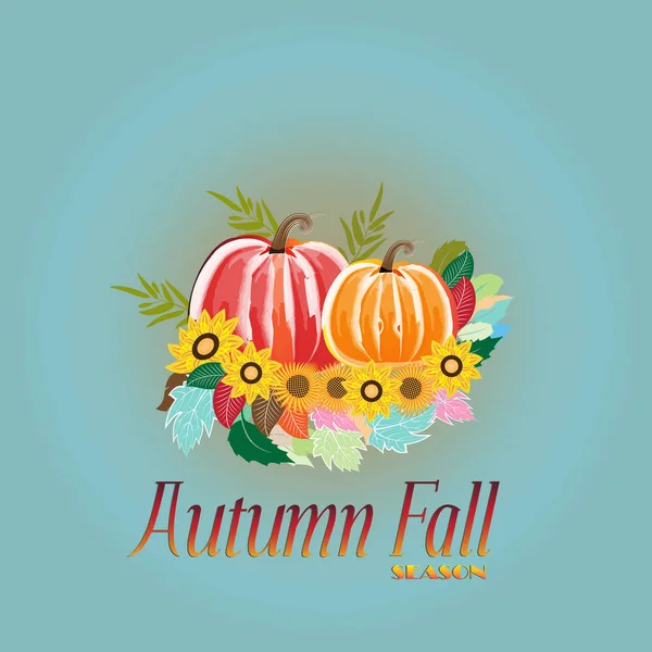 Осіннє барвисте осіннє листя гарбуза акварельні вітальні листівки святкові свята — стоковий вектор