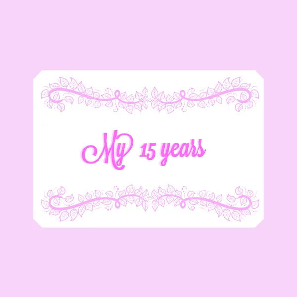 15 years anniversary invitation card swirl floral decoration vector — ストックベクタ