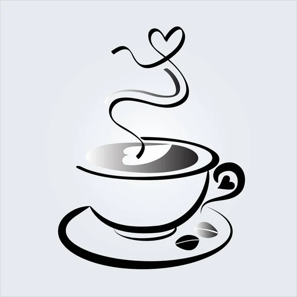Tasse à café avec un coeur d'amour logo icône illustration vectorielle image — Image vectorielle