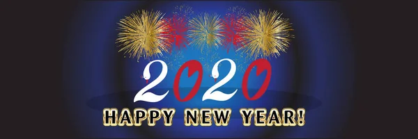 2020 년 행복 한 새해 불꽃놀이 축제 배경 로열티 프리 스톡 일러스트레이션