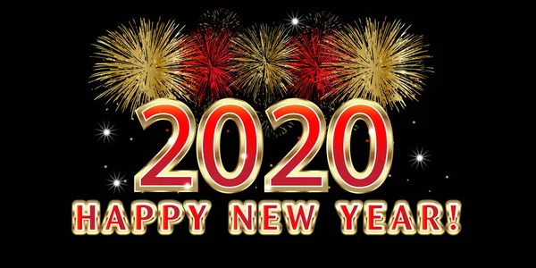 2020 nieuwjaar vuurwerk feest viering vector beeld ontwerp achtergrond — Stockvector