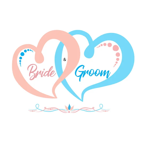 Bride Groom Wedding Symbol Greetings Card Hearts Vector Image Design — Stock Vector