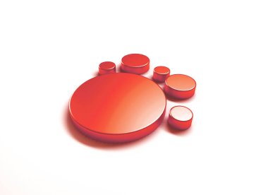 Resim çizim tasarımı etrafında 3D grafik soyut kırmızı daireler