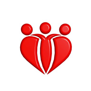 Logo 3 boyutlu takım çalışması iş birliği dostluk insanlar kalp şekli logotype oluşturma web resim tasarımı