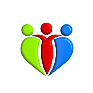 Logo 3 boyutlu takım çalışması iş birliği dostluk insanlar kalp şekli logotype oluşturma web resim tasarımı