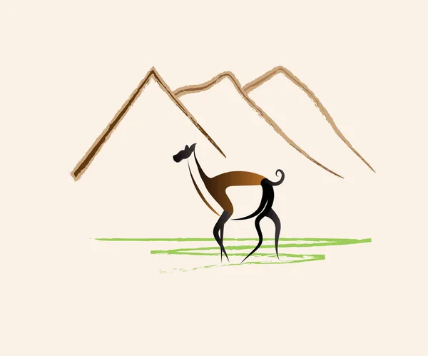 Llama Animal Peru Mountains Icon Vector Image Web Design Template — стоковий вектор