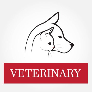 Köpek ve kedi veteriner simgesi simgesi logo vektör kartı resmi