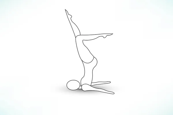 Exercices Sportifs Silhouettes Yoga Sur Fond Blanc Vectoriel Ligne Art — Image vectorielle