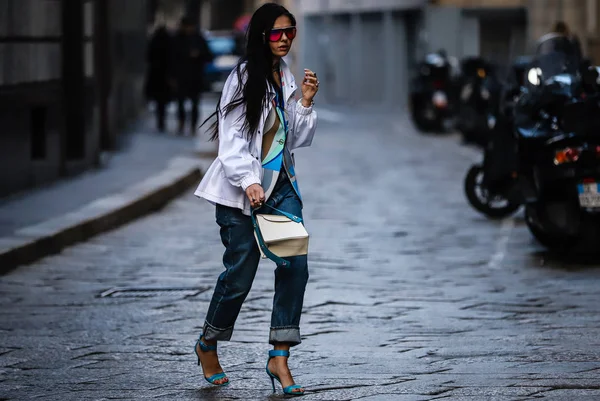 Semana de la Moda de Milán Streetstyle 21 Febbraio 2019 — Foto de Stock