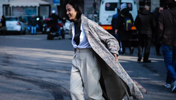 Tydzień mody w Mediolanie Styl ulicy 21 Febbraio 2019 — Zdjęcie stockowe