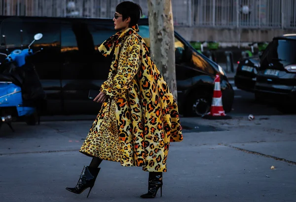 Street Style, Fall Winter 2019, Paris Fashion Week, France - 26 — стокове фото