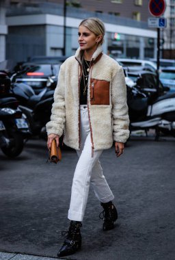 Street Style, Fall Winter 2019, Paris Fashion Week, France - 01  clipart